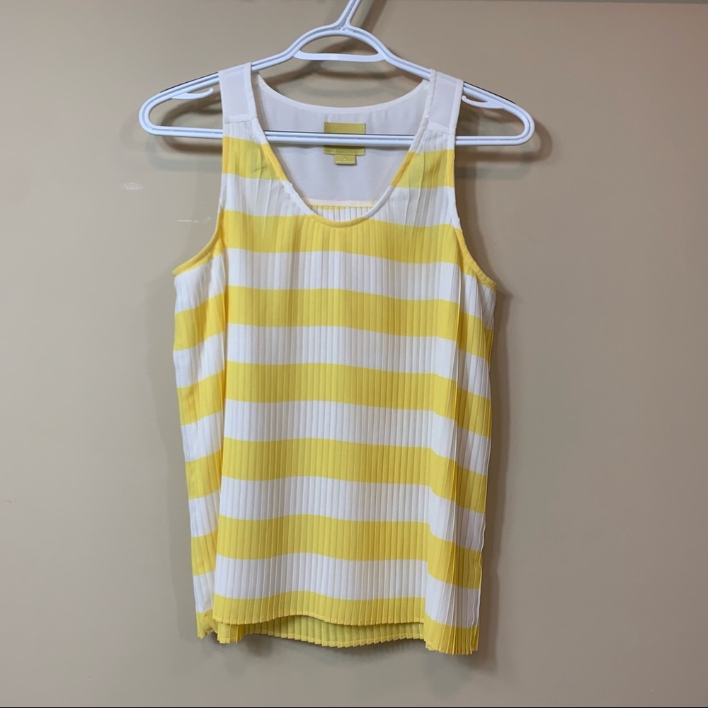 Anthropologie Maeve Top Sleeveless Pleated Yellow
